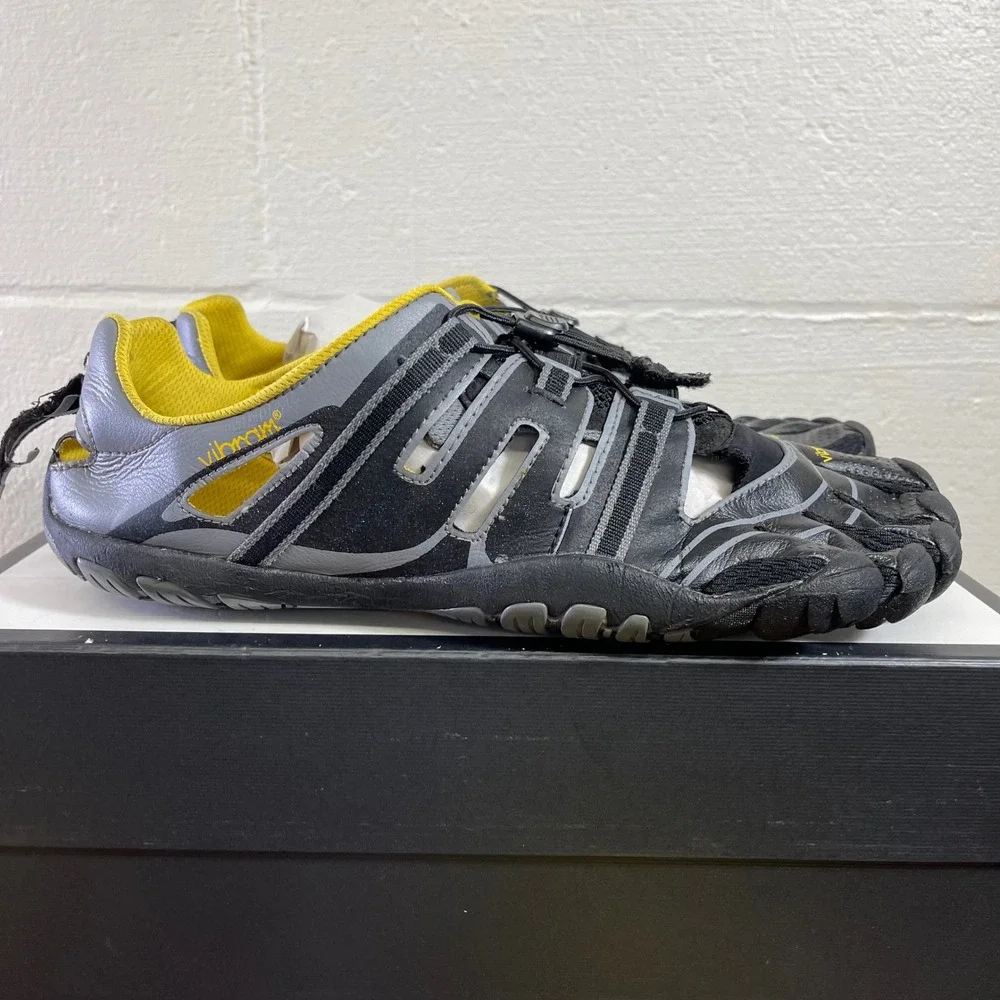 Vibram Fivefingers Treksport Sandal Gray Black Yellow Barefoot Running Mens 13 M